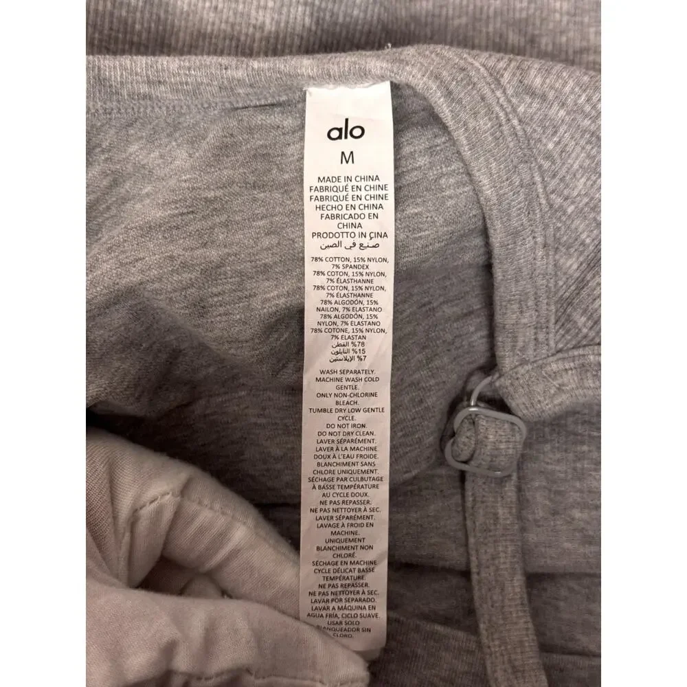 ALO Seamless Ribbed Mellow Romper Medium Womens Heather Gray